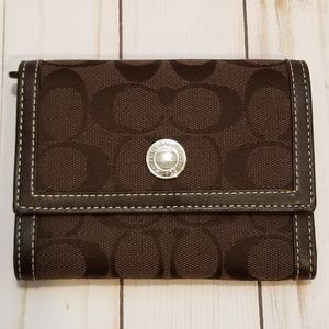 Coach Brown Signature C Trifold Wallet